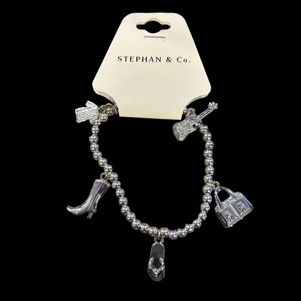 Stephan & Co. Silver Tone Stretch Charm Bracelet